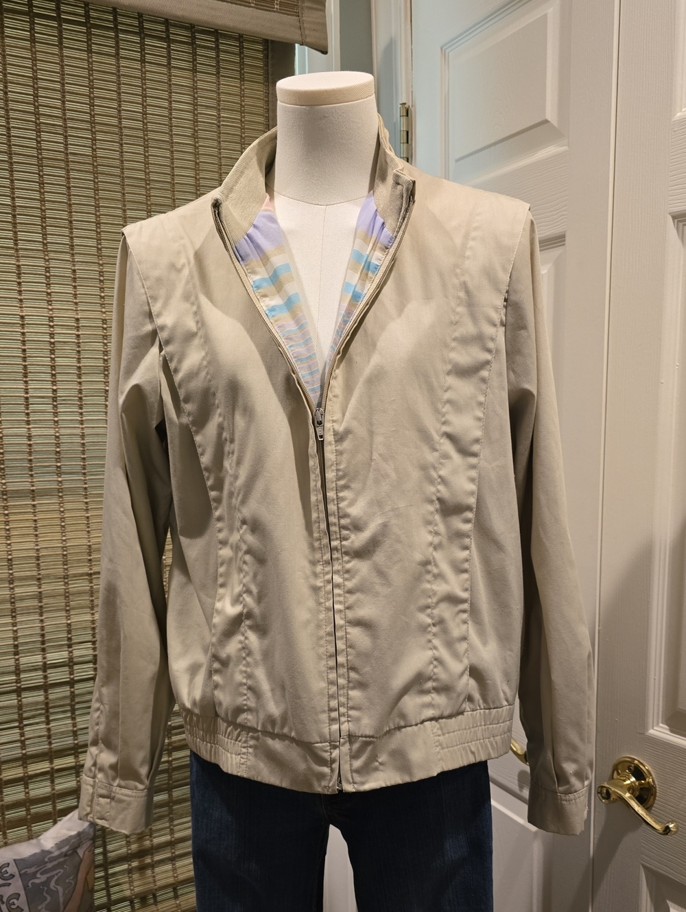 Hunt Club Light Sand Zip-Front Bomber Jacket